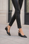 Women's Black Wedge Heel Stiletto 8.5 cm Comfortable Full Mold. - 6