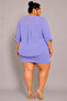 Large Size V-Neck Buttoned Stone Embroidered Capri Sleeve Pocket Thin Women's Shirt - 7