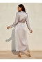 A-line Midi Satin Dress with Belt Detail - 3