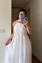 White Drawstring Collar Scarf Long Dress - 3428 - 4