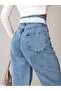 Women's Ice Blue High Waist Belt Detailed Wide Leg Jeans - 5