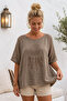 Mink Pool Collar Low Sleeve Sequin Detail Mesh Detail Casual Linen Look Woven Blouse 65 66 - 3