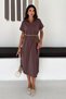 Aura Linen Women's Belted High Neck Midi Dress - 7