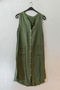 Khaki Hakim Collar Sleeveless Buttoned Pocketed Dirty Stitched Casual Muslin Woven Dress 113 60 - 2