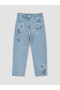 I Straight Fit Embroidered Girls' Jean Pants from Freezen Store