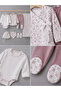 Floral Patterned 7 Piece Newborn Hospital Discharge Set with Blanket, 100% Cotton - 4