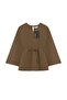 V-Neck Linen Blouse Brown