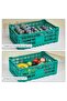 Foldable Storage Box 52L – Sturdy plastic, stackable, reinforced walls – Versatile storage for office, kitchen & garage – Pack of 2, green - 5