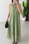 Women's Halter Neck Lace Maxi Summer Loose Dress - 3