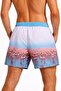 Men's Swim Shorts with Zipper Pockets and Mesh Lining, Quick Dry Premium - White - 3