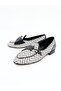 Woman's genuine leather flat shoes black white - 4