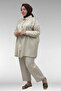 67062 Plus Size Drawstring Detailed Double Tensel Pants Suit - Beige - 4
