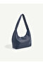 Navy Blue Shk331 Soft Textured, Zippered, Women's Hand, Arm and Shoulder Bag - 3
