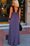 Women's Cross Collar Two-Color Viscose Maxi Dress - 4