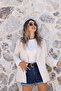 Beige Linen Striped Lined Blazer - 2