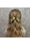 Sparkling Glitter Design Bow Hair Clip Gold - 2