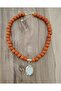 Orange Glass Bead Necklace Handmade Boxed Gift - 4