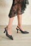 Women's Ovis Pointed Heeled Shoes - Polka Dot-Black - 3