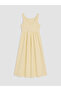 Yellow U-Neck Corset Dress with Waist Belt - 5