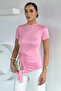 Pink Women's Blouse with Buckle Side Tie