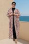1743 Large Size Mixed Patterned Pareo with Elastic Sleeves - Floral Pattern Powder