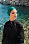 Women's Green Plain Hijab Bonnet Arm-26Y001033