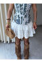 Premium Trend Scalloped Linen Ruffle Mini Skirt - 5
