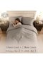 Stone Color Double Duvet Cover Size 220 x 240cm, 280 Thread Count Cool Breathable 100% Long Staple Dyed Cotton With 2 Pillowcases - 2