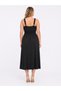 Women's Plus Size Black, Waist Gipe Elastic Detail, Wrap Collar, Viscose Dress 65N39578 - 8