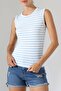 Women's Striped Ottoman Sleeveless Blouse