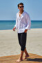 Rks-01-26 Black Men's Capri Sea Pool Shorts |   Adjustable Leg Length Swimsuit Shorts with Pockets - 2