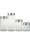 4-Piece Glass Canister Set with Stainless Steel Lids
