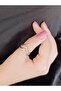 Gold, V Model, Zircon Stone Steel Ring - 3
