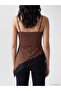 Özmarka New Season Brown Lace Rope Strap Asymmetrical Cut Blouse - 4