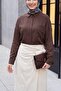 Oversize Linen Shirt with Pockets on the Back - Brown - 4