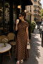 Women's Polka Dot Patterned Boat Neck Draped Dress