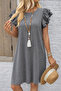 Women's Short Sleeve Crew Neck Ruffle Short Wrap Dress - 3