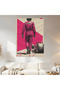 Formula 1 Pink Racing Suit Wall Covering Wall Tapestry First Quality Satin Fabric Poster - 2