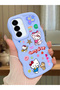 Samsung Galaxy A36 5g Compatible Case Camera Protector Blue Silicone Couple Phone Case Kitty Pattern