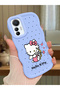 Mi 12 Lite Compatible Case Camera Protector Blue Silicone Couple Phone Case Kitty Pattern