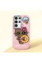 Samsung Galaxy S24 Ultra Compatible Case with Camera Protector Pink Silicone Couple Phone Case with Kitty Pattern