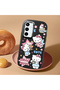 Samsung Galaxy S23 Fe Compatible Case Camera Protector Black Silicone Couple Phone Case with Kitty Pattern - 2