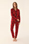 Women's Winter Regular Fit Navy Blue Shirt Pajama Set Ar2607-S-V1 - 3