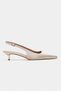 Rovia Sand Beige Satin Pointed Toe Thin Heeled Women's Shoes - 5