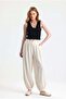 Cream Linen Pleated Shalwar Cut Trousers