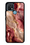 Oppo A15 Burgundy Gold Marble Design Glossy Phone Case