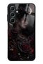 Samsung A55 Glossy Phone Case with Crimson Moon Rose Design