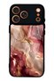 iPhone 17 Pro Burgundy Gold Marble Design Glossy Phone Case
