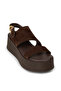 Women's Genuine Suede Brown Sandals - 6