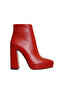 Red Leather Platform High Heeled Women's Boots